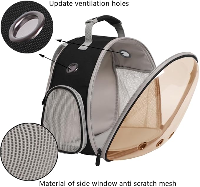 Guinea Pig Carrier, Guinea Pig Backpack with Clear Bubble Window (Black-Polarize, Backpack)