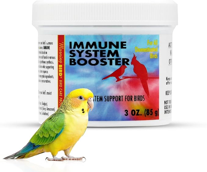 Morning Bird Immune System Booster 3 Oz - Energy Supplement for Birds – Natural Amino Acid Powder – Boosts Stamina, Cellular Health & Oxygen Use – Vitamin Powder for All Bird Species