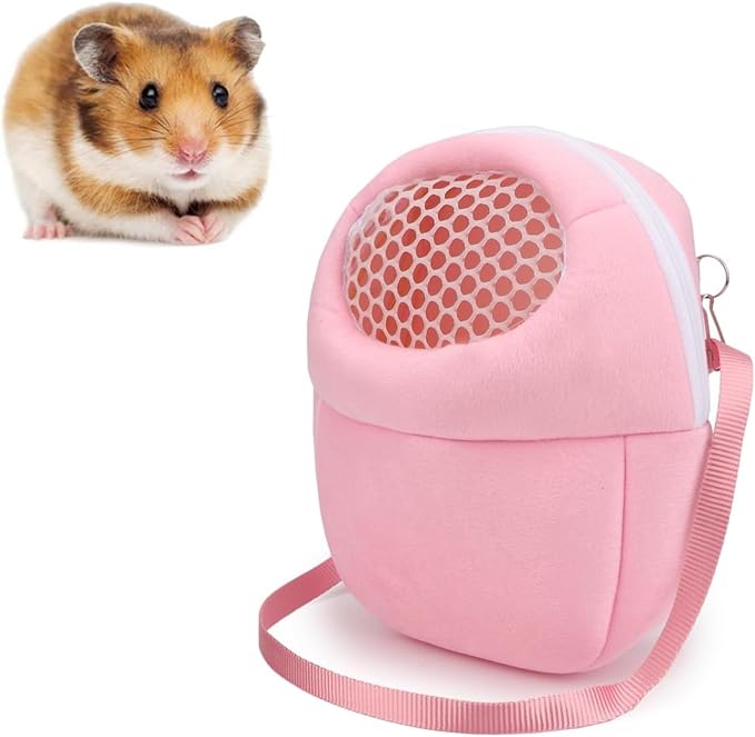 Pet Carrier Backpack for Small Animals, Travel Handbag for Cat, Puppy, Guinea Pig, Hedgehog, Hamster (Pink, S)