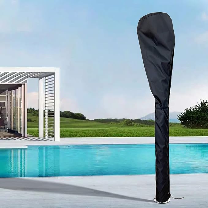 Outdoor Solar Shower Cover, Heavy Duty 600D Waterproof All Weather Protection for Pool Showers 83 x 11.8 inches Black