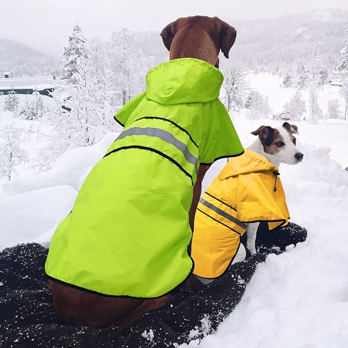 Candofly Dog Raincoat Hooded Poncho - Adjustable Waterproof Dog Rain Jacket Lightweight Reflective Dog Rain Coat Pet Slicker for Small Medium Large Dogs (Large, Green)