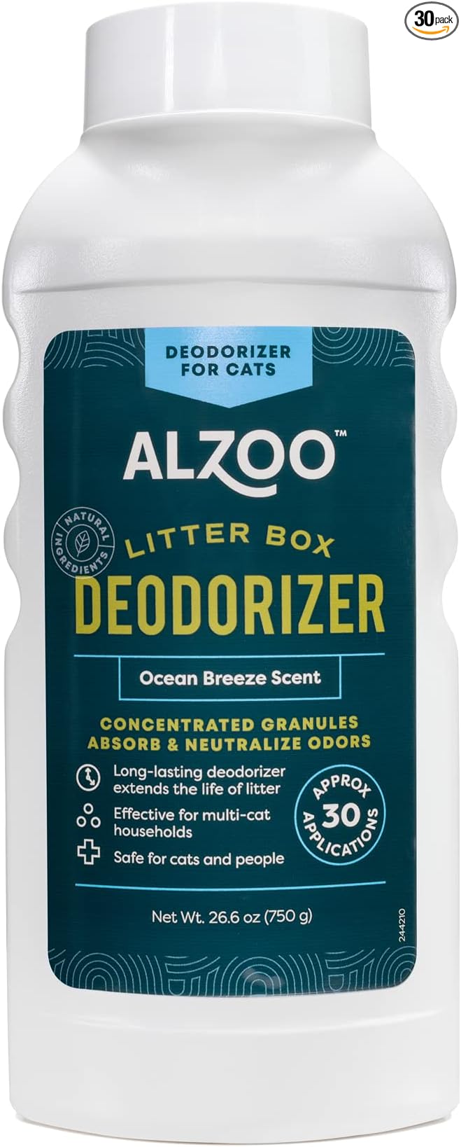 Cat Litter Deodorizer, Concentrated Granules Absorb & Help Neutralize Odors, Mineral-Based Active Ingredients, Up To 30 Uses, Ocean Breeze Scent, 26.6 Oz.