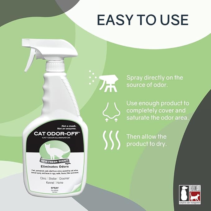 Thornell Cat Odor-Off Fresh Scent Concentrate Pet Smell Odor Eliminator Bundle – Cat Odor Eliminator Concentrate for Pet Urine Odor, Tomcat Spray for Cat Urine Smell, Feces on Carpet & Litter Boxes