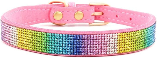 Cute Dog Collar with Bling Rhinestone, Fancy Crystal Diamond Glitter Pretty Jewel Soft Cat Collars for Small Medium Large Breed Dogs Girl Female Pet Puppy Kitten Terrier (XXS, Pink3)