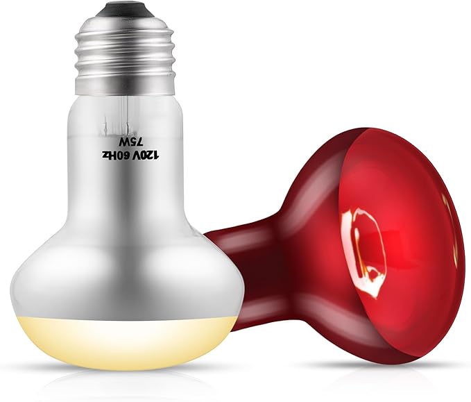 2 Pack 75W Reptile Heat Lamp Bulbs Reptile Heat Bulbs, UVA Basking Bulb and Infrared Light Bulb Combo, Basking Light for Bearded Dragon, Turtles, Snake and Lizard