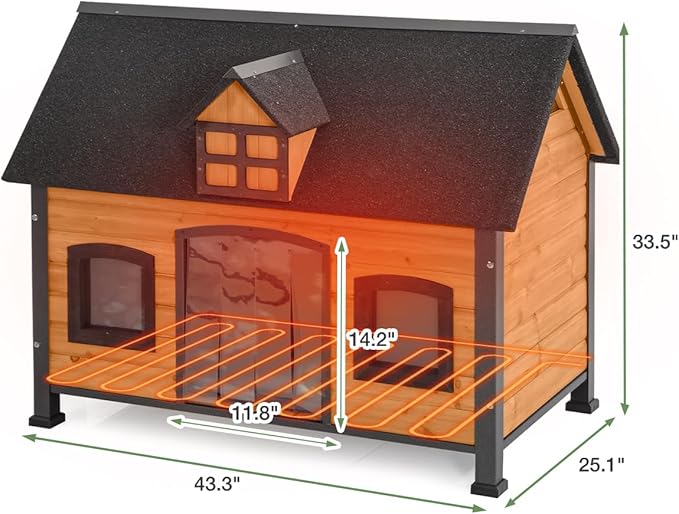 Outdoor Dog House with Iron Frame - Comfortable Shelter for Small to Large Dogs, Ideal for Indoor/Outdoor Use (Wood, L-HP)