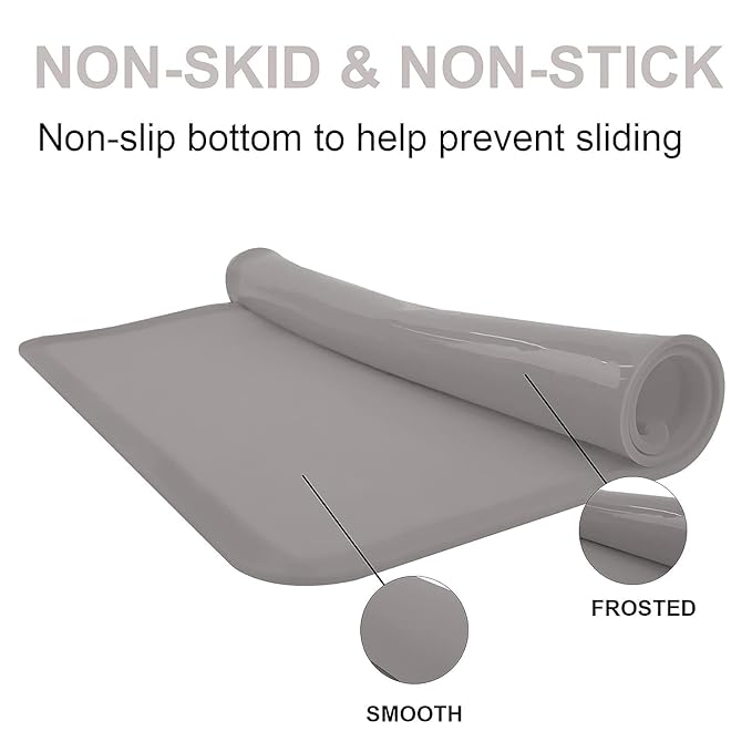 KVK Kids Silicone Placemat, KVK Baby Placemats for Kids Toddler Children Reusable Non-Slip Table Mats Baby Food Mats for Restaurant, 4 Pack, Gray