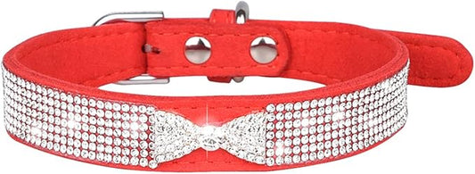 Cute Dog Collar with Bling Rhinestone, Fancy Crystal Diamond Glitter Pretty Jewel Soft Cat Collars for Small Medium Large Breed Dogs Girl Female Pet Puppy Kitten Terrier (S, Red4)