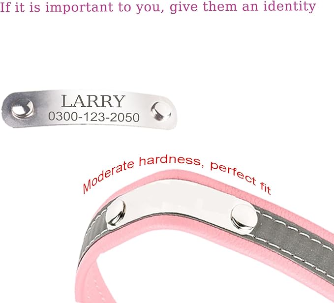 Yonsbox Custom Personalized Reflective Dog Collar with Name Plate Engraved Cute Dog Collars for Male Female Boy Girl Large Dogs Purple, L