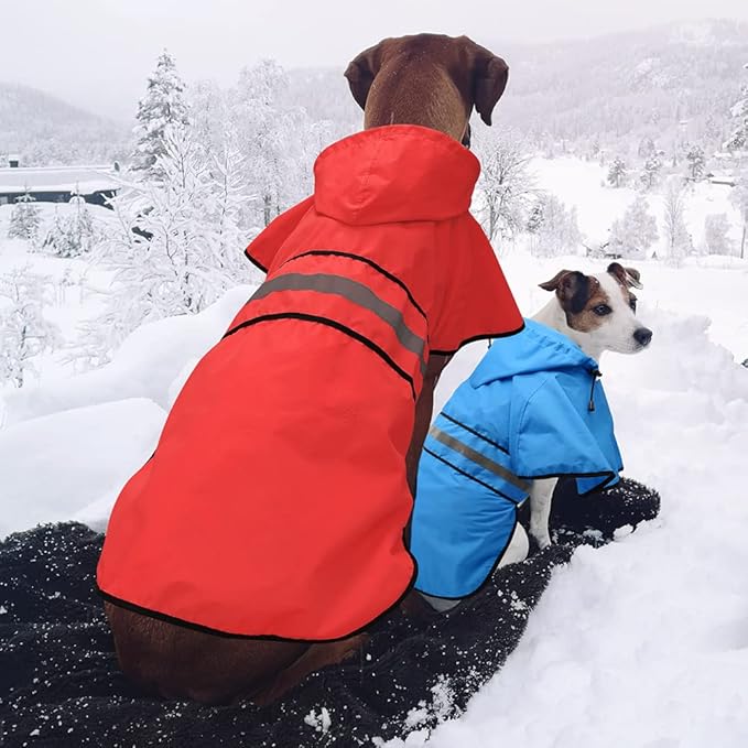 Candofly Dog Raincoat Hooded Poncho - Adjustable Waterproof Dog Rain Jacket Lightweight Reflective Dog Rain Coat Pet Slicker for Small Medium Large Dogs (X-Large, Bright Red)