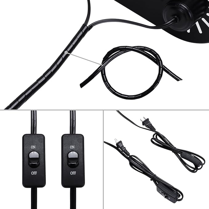 Aiicioo Dual Reptile Light Fixture 150W Double Dome UVB lamp Fixture Reptile Combo Deep Dome Lamp Fixture with Independent Switches for Reptile Terrarium and Tortoise Habitat