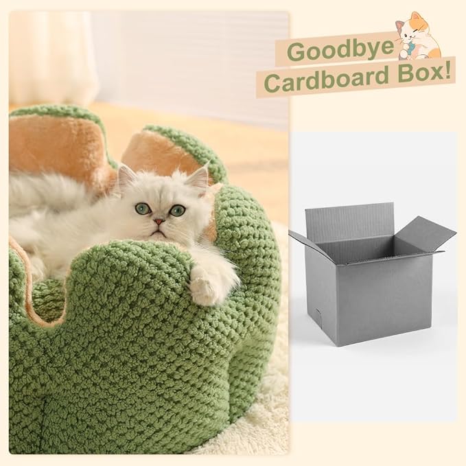 CWV Cute Cat Beds Kitten Beds, Soft Small Dog Beds, Washable Pet Beds for Puppy and Kitty, Cactus Shape, 23 Inch