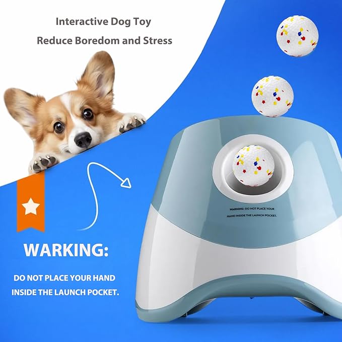 Automatic Dog Toy Ball Launchers for Dog, Upgrade Thrower Machine Fetch Toy 10-30 Ft Outdoor Indoor, Interactive Tennis Launcher with 3 ETPU Balls for Small & Medium Puppy