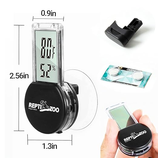 REPTI ZOO Magnetic Reptile Thermometer and Humidity Gauge, Digital LCD Temperature Humidity Monitor, Tank Terrarium Temp and Humidity Meter Accessories for Bearded Dragon, Snake, Hermit Crabs, Gecko