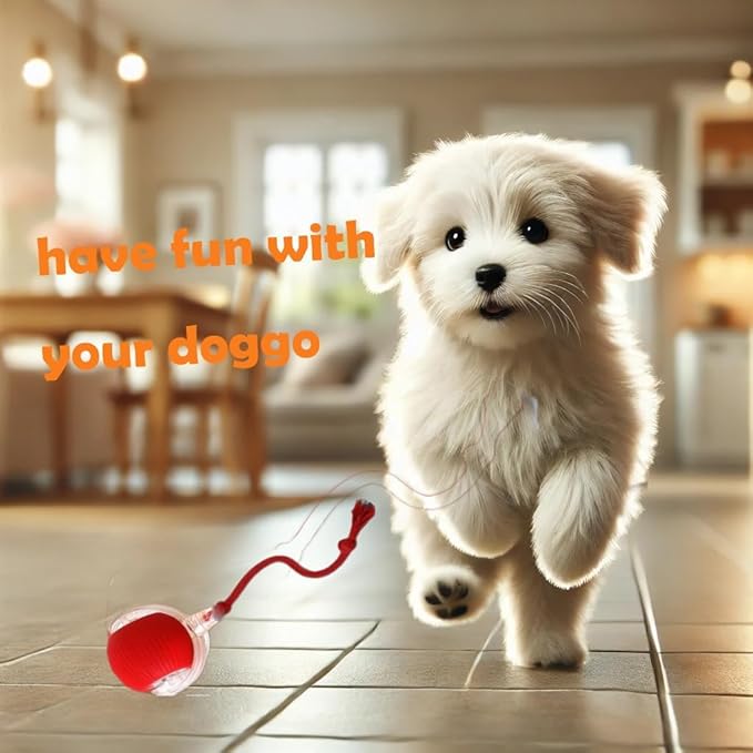 Interactive Cat Toy Rolling Ball with Tail Rope for Indoor Cats, Electric 360° Smart Automatic Moving Dog Toy to Keep Them Busy, Peppy Pet Snappy Tail Cat Toy
