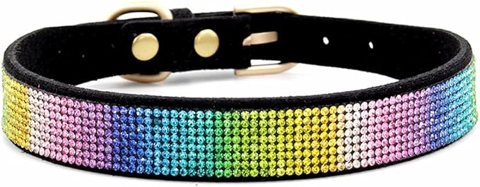 Cute Dog Collar with Bling Rhinestone, Fancy Crystal Diamond Glitter Pretty Jewel Soft Cat Collars for Small Medium Large Breed Dogs Girl Female Pet Puppy Kitten Terrier (XS, Black3)