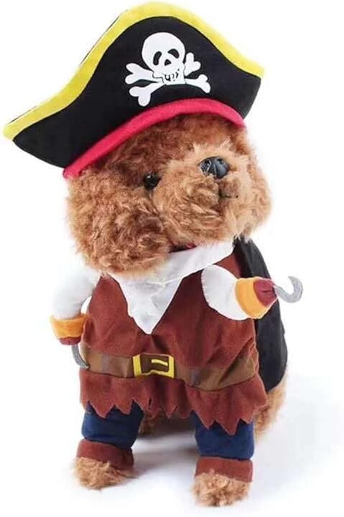 Idepet New Funny Pet Clothes Pirate Dog Cat Costume Suit Corsair Dressing up Party Apparel Clothing for Cat Dog Plus Hat (X-Large)