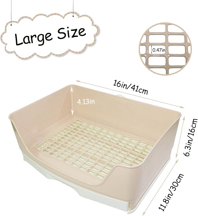 Tfwadmx Large Rabbit Litter Box Bunny Corner Toilet Potty Trainer with Drawer Bigger Pet Pan for Adult Guinea Pig Chinchilla Ferret Hedgehog and Other Animals (Brown)