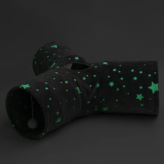 Tempcore Pet Cat Tunnel Tube Cat Toy 3 Way Collapsible, Cat Tunnels for Indoor Cats Self-Luminous Photoluminescence,Kitty Tunnel Bored Cat Pet Toys Peek Hole Toy Ball Cat, Puppy, Kitty, Kitten, Rabbit