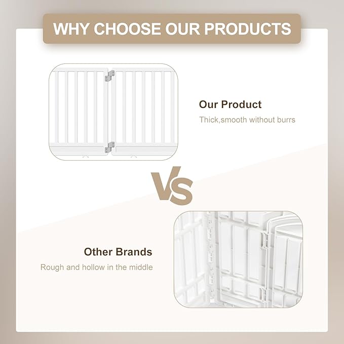 Pet Playpen Foldable Gate for Dogs Heavy Plastic Puppy Exercise Pen with Door Portable Indoor Outdoor Small Pets Fence Puppies Folding Cage 4 Panels Medium Animals House Supplies (PPW-WHITE06, White)