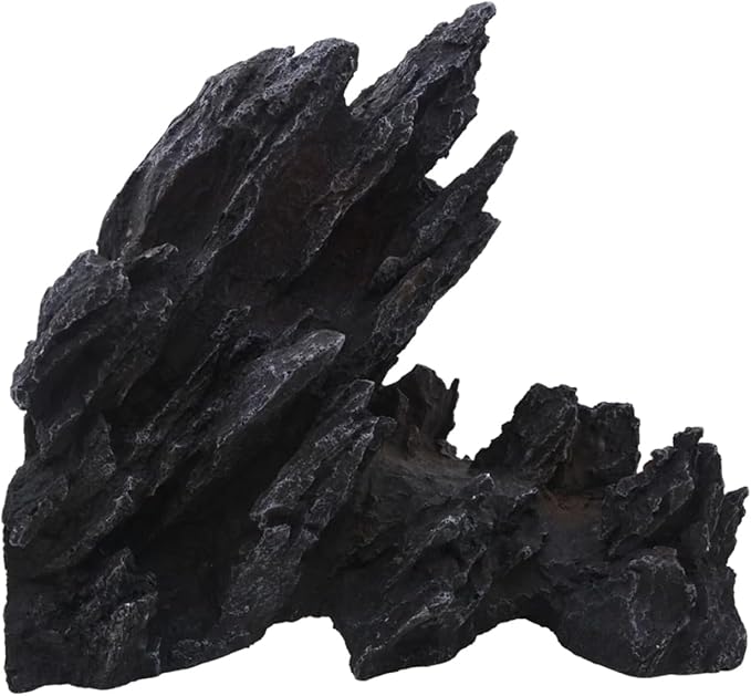 AnRui Aquarium Mountain Artificial Jagged View Stone Decorations Resin Betta Cichlids Hideaway Rock Aquascaping Hiding Cave Hermit Crab Hideout Ornaments (Large)