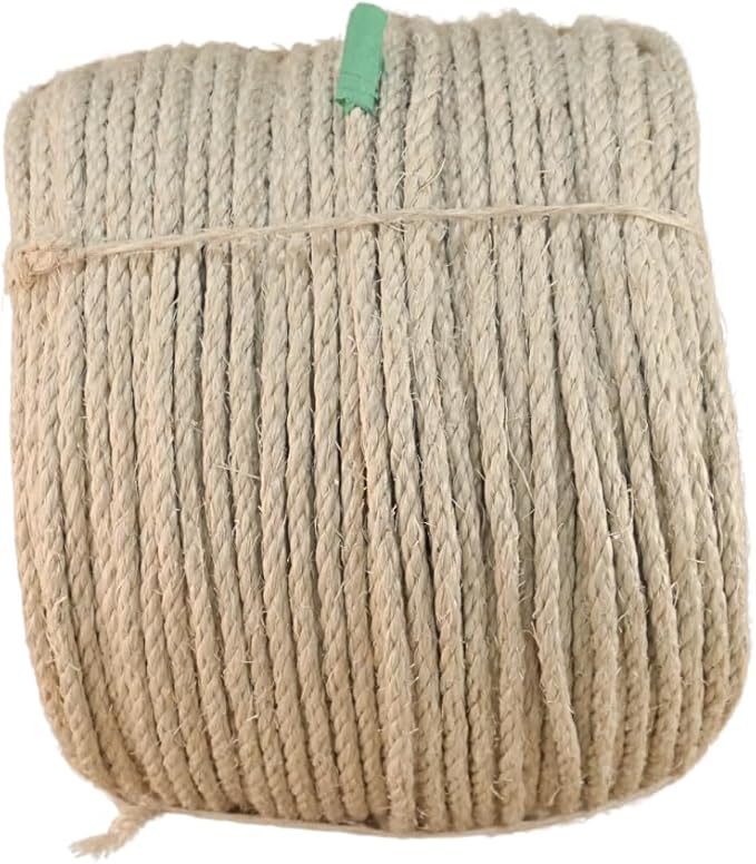 Premium Brazilian Sisal Rope, Natural Fiber 100% Sisal, Ultra Durable, Chemical-Free, Ideal for DIY, Cats, Scratching Post Replacement, Home Decor, Garden, Crafting (1/5” 600 ft / 5mm 180m)
