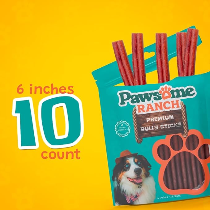 6-7" (10 Count) Bully Sticks for Dogs - Natural Single Ingredient Dog Treats for Small/Medium/Large Dogs - Long-Lasting Dog Chews - Promotes Dental Health - Premium Bully Sticks.