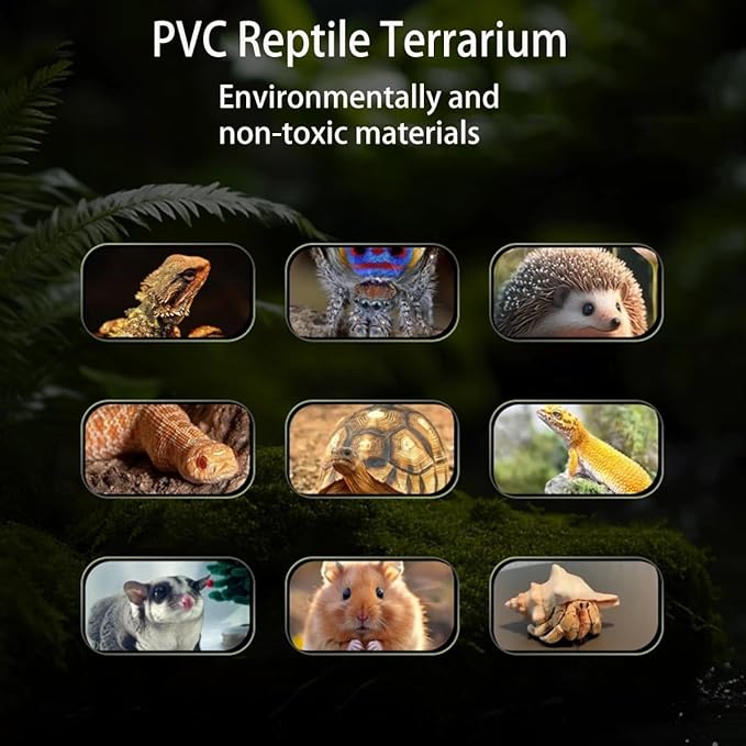 Reptile Terrarium Tank, Bearded Dragon Tank for Ball Python Snake Gecko Bearded Dragon, PVC Reptile Lounge Habitat with Glass Sliding Door and Intelligent Thermostat (66gallons)