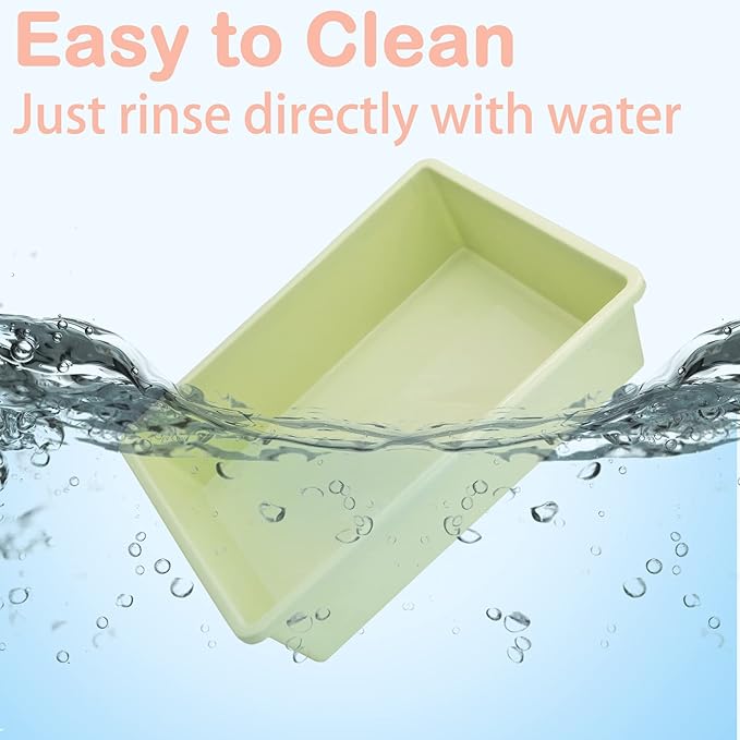 Kathson 3PCS Medium Open Cat Litter Box with Scoop, Durable Non-Stick Plastic Litter Pan for Cats, Puppies, Bunnies, and Small Animals, 15 x 11 x 4 Inches