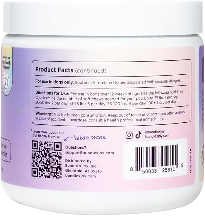 Glowing Skin and Coat Supplement for Dogs, 90 Soft Chews, Probiotics for Dogs with Colostrum, Omega 3 Fatty Acids, Salmon Oil, and Turmeric, Supports Seasonal Allergies & Itchiness