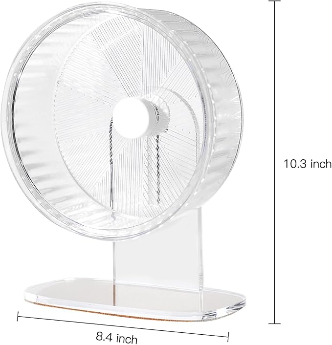 Super-Silent Hamster Exercise Wheel: Silent Spin Toys Hamster Running Wheels with Height Adjustable Stand for Hamsters Gerbils Mice Or Other Small Animals -8.5inch Clear