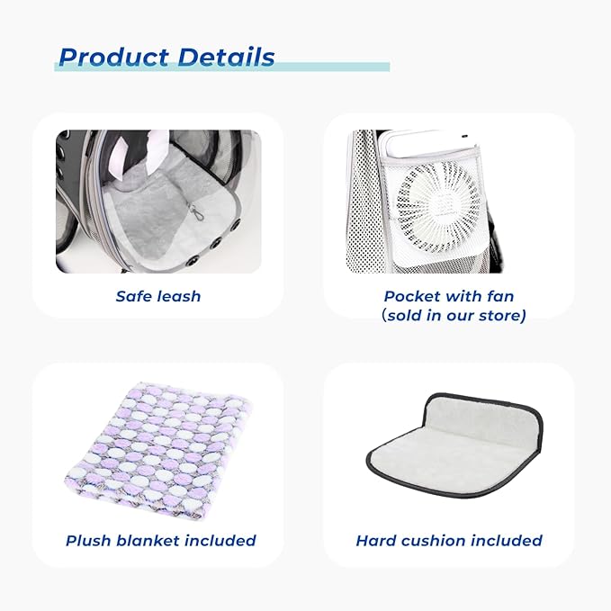 Lollimeow Cat Carrier Backpack, Bubble Expandable Backpack Carrier, Pets and Small Dogs,Airline-Approved, Designed for Travel, Hiking, Walking & Outdoor Use (Square Back Expandable-Black)