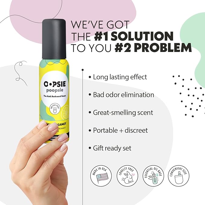 Lemon Bergamot Before & After You Go Toilet Spray 2oz - Portable Odor Eliminator