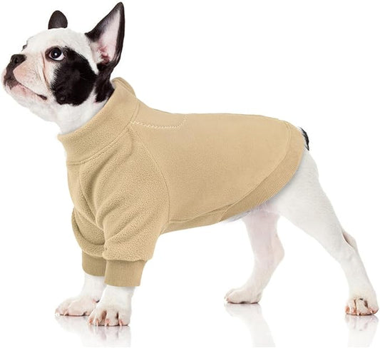 QBLEEV Dog Hoodie for Small Medium Large Dogs, Soft Fleece Pullover Dog Sweatshirt with Zipper, Winter Warm Hooded Sweatshirt Clothes for Daily Wear, Pet Cold Weather Clothing, Beige, M