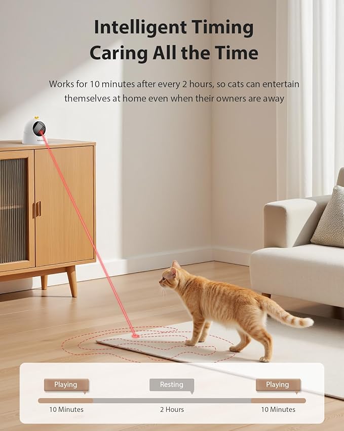 ROJECO Auto Laser Cat Toy - Random Motion Track, Magnetic 360° Base, Run Quiet,Rechargeable with 1000mAh Battery, Auto Sleep & 3 Speed Modes, Safe for Cats,Interactive Cat Toys for Bored Indoor