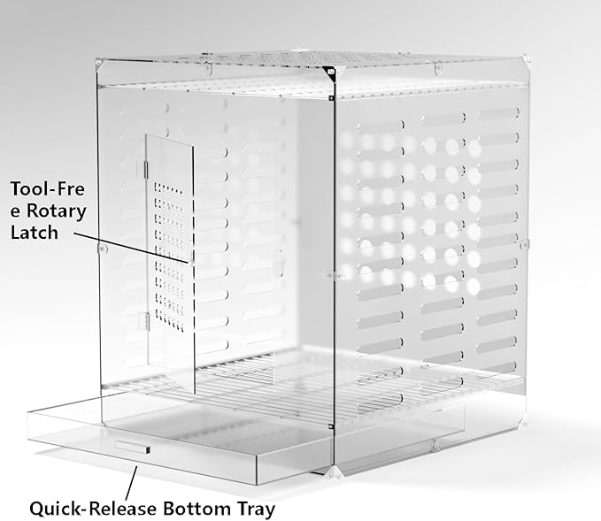 Clear Acrylic Bird Cage for Small Birds, Transparent Display Habitat for Finch, Canary, Parakeet - Easy to Clean & Assemble (14x15x20in)