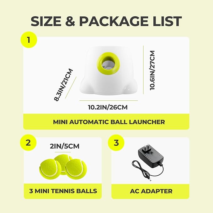 AFP Automatic Ball Launcher for Dogs Dog Fetch Ball Thrower Interactive Puppy Pet Ball Launcher for Small & Medium Dogs Indoor/Outdoor Dog Ball Thrower Machine 3 Balls Included (2 inch)