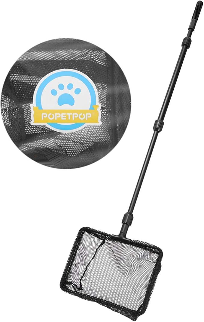 POPETPOP Fish Net for Fish Tank : Aquarium Net Tank Net with Extendable 25.1-34. 6 inch Long Handle Aquarium Net for Pond Pool