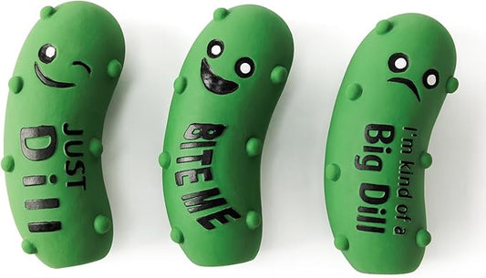 3 Pack Squeaky Dog Toys for Medium Dogs, Soft Latex Squeaky Dog Ball, Cute Funny Squeak Crunchy Pickle Pet Toys