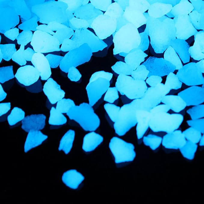 Shiny Stone Glow in The Dark Gravel Stones Rocks, Aquarium Gravel, Glow Rocks Stones,Decorative Rocks for Fish Tank Aquarium Garden Planter Landscape Decoration,280g/10oz (5-8mm, Sky Blue)