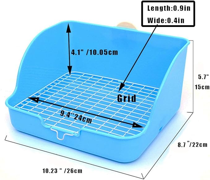 Hamiledyi Small Animal Rabbit Litter Toilet,Plastic Square Cage Box Rat Potty Trainer Corner Grate Litter Bedding Box Pet Pan for Guinea Pigs Chinchilla Ferret Galesaur Bunny
