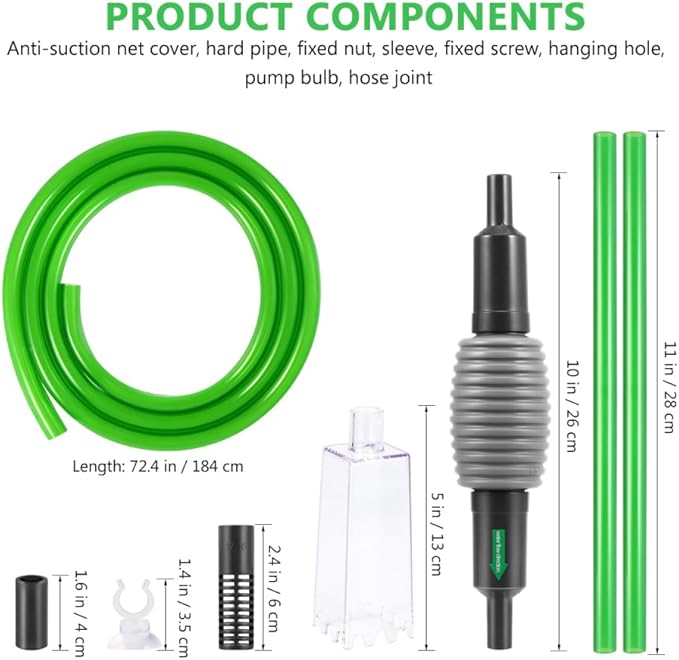 POPETPOP Aquarium Water Change, Fish Tank Vacuum Siphon Vacuum Cleaner for Gravel and Sand, Aquarium Manually Vacuum Gravel Cleaner
