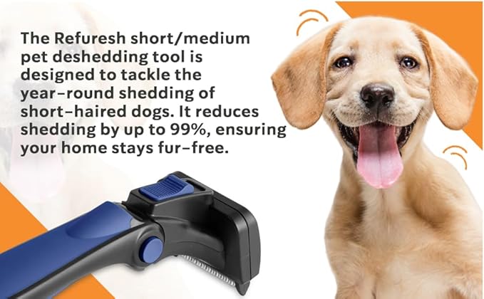 Deshedding Dog Brush for Short/Medium Hair (Small,Red) – Gentle Deshedding tool for Dogs & Cats – Reduces shedding, without damaging topcoat. Removes Loose Fur & Dead Undercoat.
