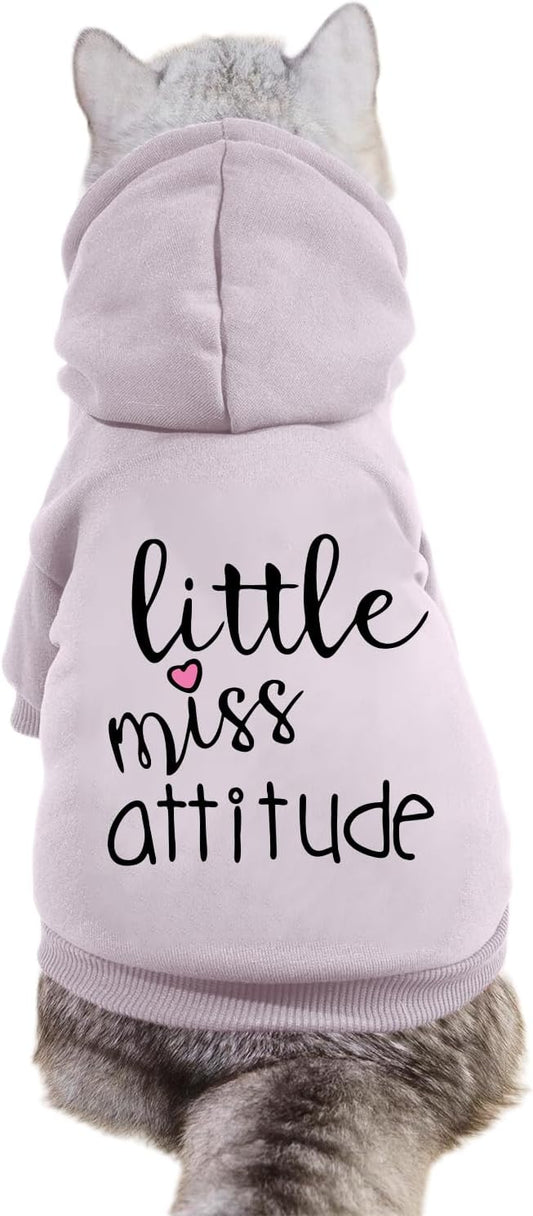 Cat Hoodies for Cats Puppy Pet Clothes Cat Apparel Little Miss Attitude Print Dog Hoodie for Small Medium Dogs Outfits for Kittens(Purple,M)
