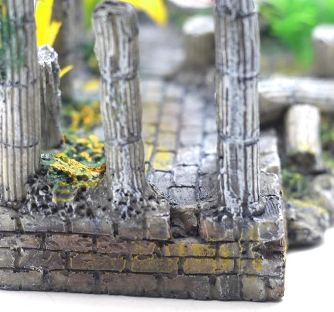 Sscon Aquarium Fish Tank Decoration Simulation Resin Roman Column Rock Ruins Plants Aquarium Decor Ornaments