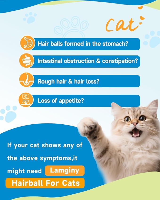 Hairball Relief for Cats - Cat Hairball Remedy for Digestive Health Aid, Immune Support, Skin Coat Support, Furball Control with Psyllium Husk, Pumpkin Fiber, Omega-3, Enzyme, Vitamin, 60ml