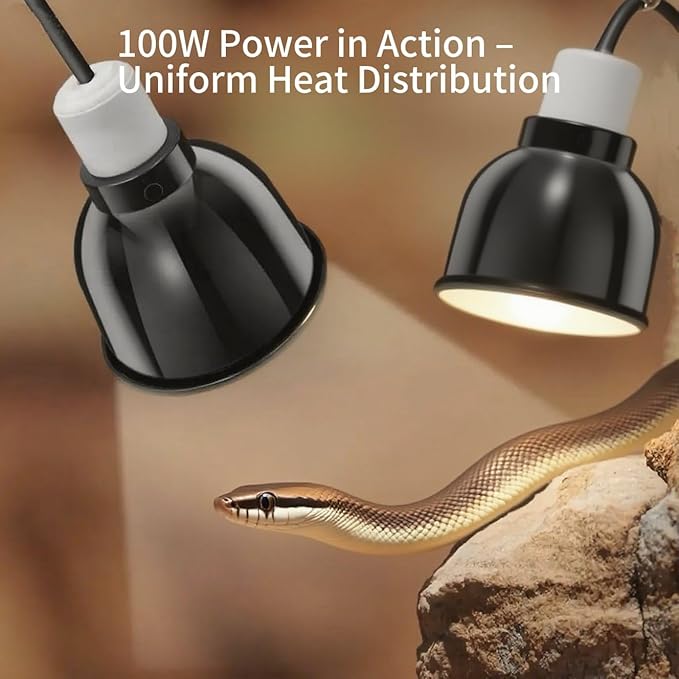 Reptile Light Fixture 2 Packs 5.5'' – Dual Use Dome Lamp with Ceramic Socket for Heat Emitter & Basking Bulbs – Ideal for Bearded Dragon, Snake, Chameleon,Snake Turtle Terrariums