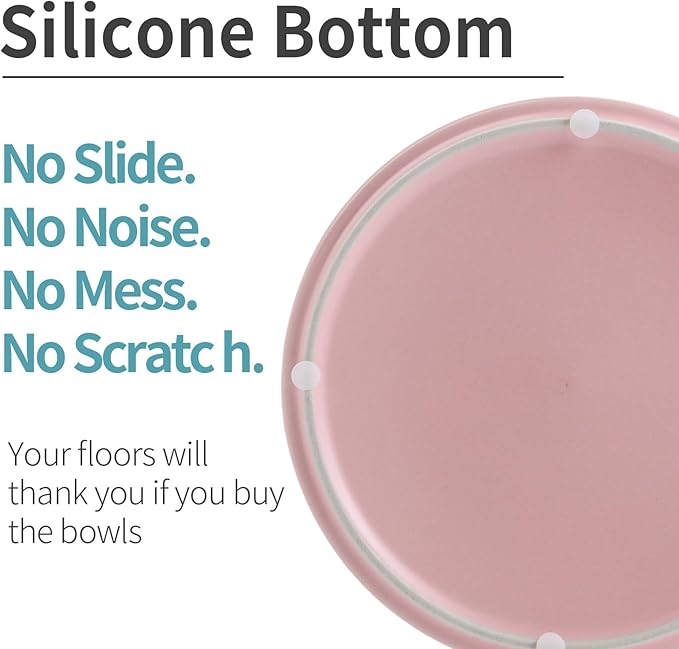 9.5in Pink Ceramic Dog Bowl for Large Huge Sized Dogs,Extra Large Non-Slip Weighted Dog Food Water Dish,Dubale Big Heavy Dog Bowl(2400ml)