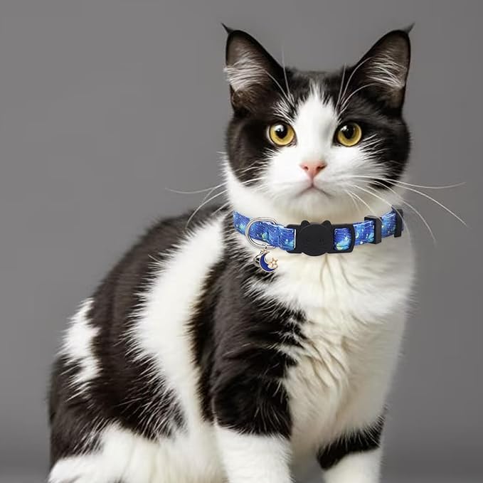 Cat Collar Breakaway, 2 Pack Cotton Cats Collars with Bells, Cute Astronaut Shaped for Girl Boy Kittens
