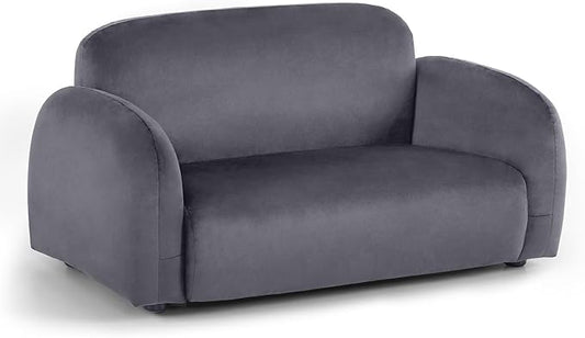 Lovupet Dog Couch with Rounded Corner Design and Anti-Slip Feet, Modern Pet Sofa for Small Medium Dogs, 5967 (Grey)